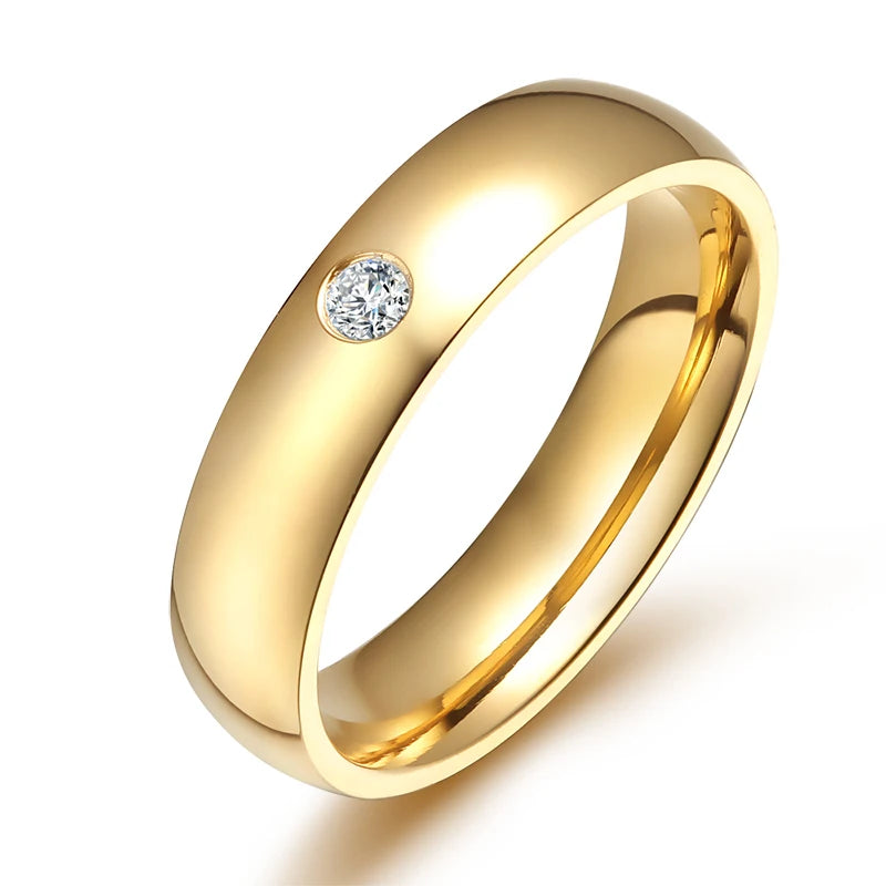 Custom Engraved Gold Men’s Ring – Polished Stainless Steel Band