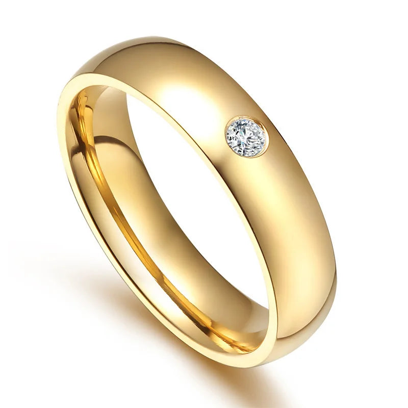 Custom Engraved Gold Men’s Ring – Polished Stainless Steel Band