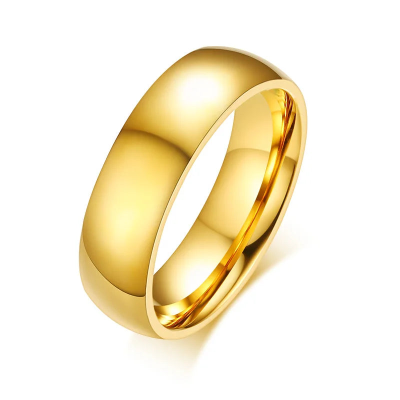 Custom Engraved Gold Men’s Ring – Polished Stainless Steel Band