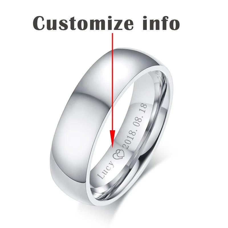 Custom Engraved Gold Men’s Ring – Polished Stainless Steel Band
