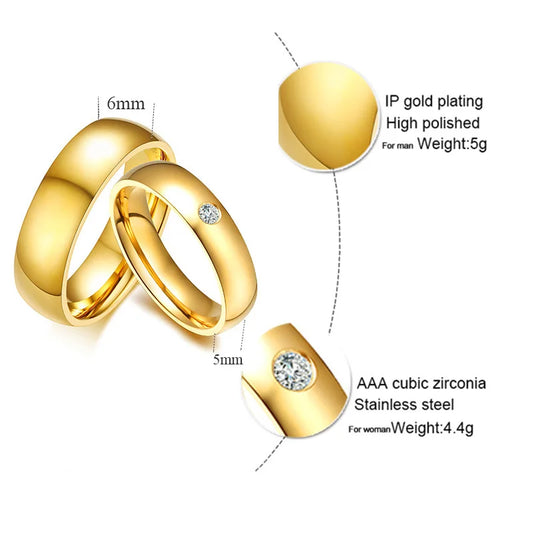 Custom Engraved Gold Women’s Ring – Polished Stainless Steel Band
