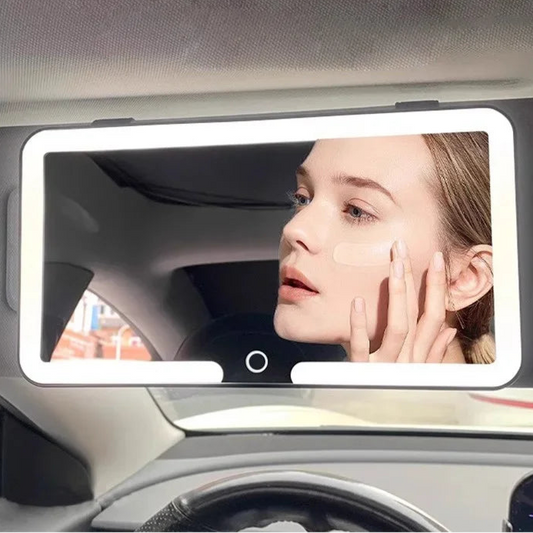 LED Light Mode Stepless Dimming Sun Visor Vanity Mirror – Rechargeable Touch Sensor Car Mirror