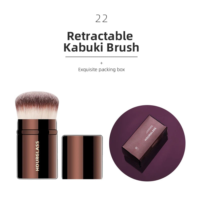 Hourglass Makeup Brush – Precision Blending Tool for Foundation, Powder, Blusher, Eyes & Brows