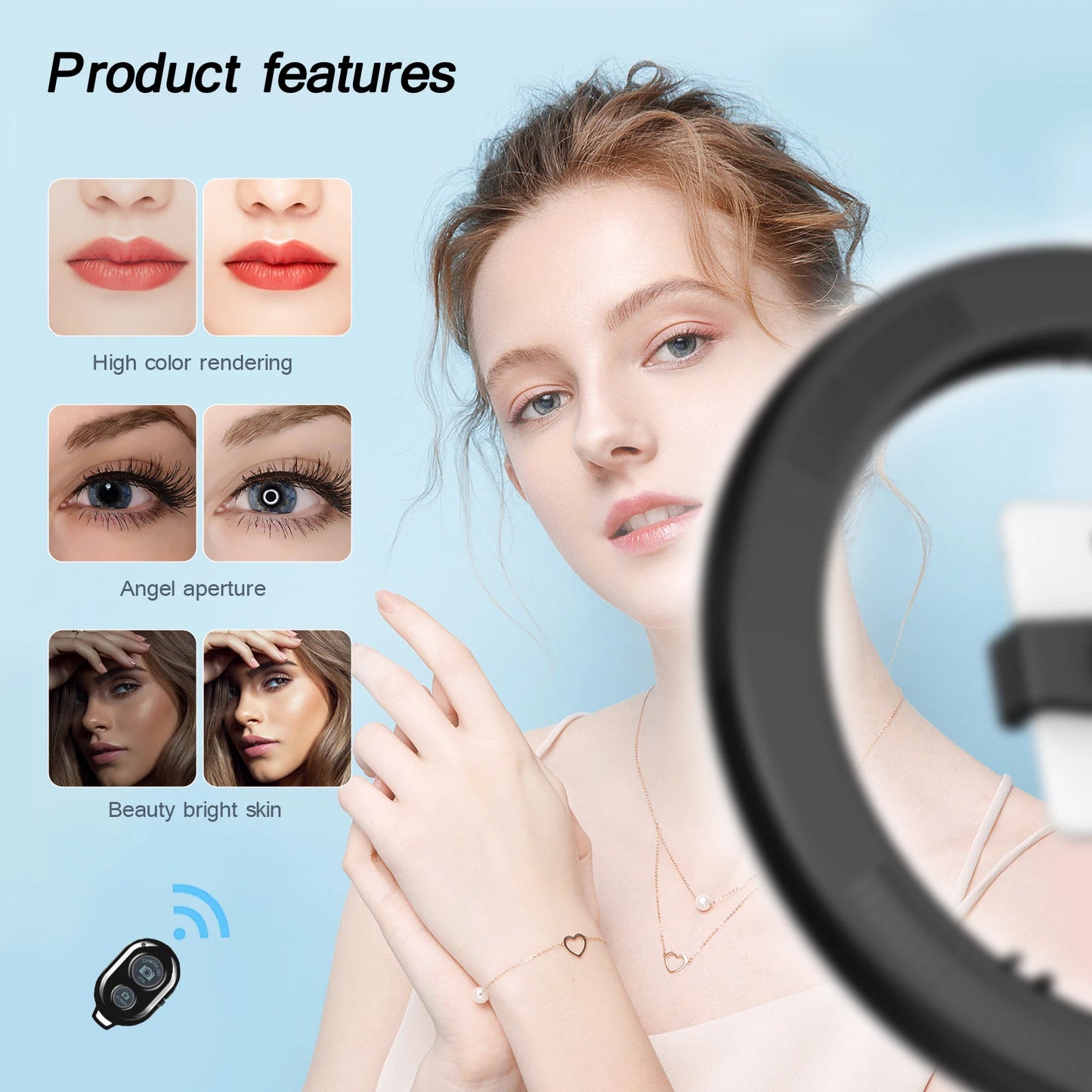 26cm LED Selfie Ring Light with Tripod Stand & Remote – Adjustable Brightness for Video, Makeup & Photography