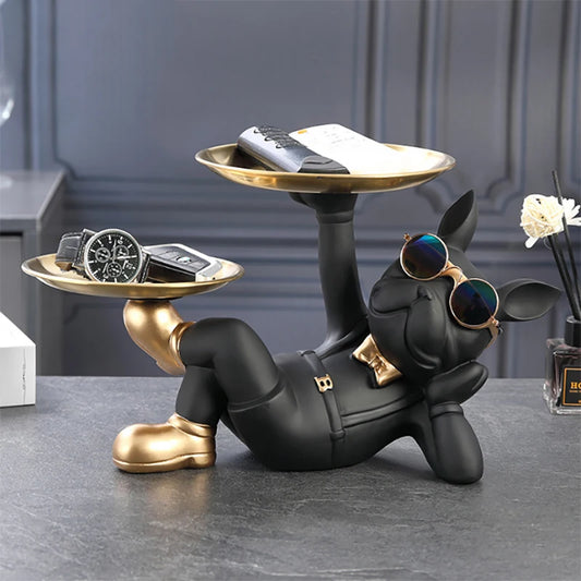 French Bulldog Tray Statue – Luxury Decorative Dog Figurine