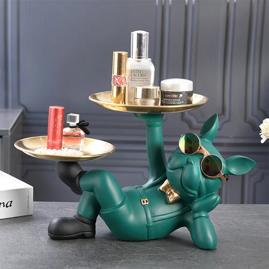 French Bulldog Tray Statue – Luxury Decorative Dog Figurine