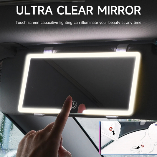 LED Car Visor Makeup Mirror – Rechargeable Vanity Mirror with Dimmable Lights