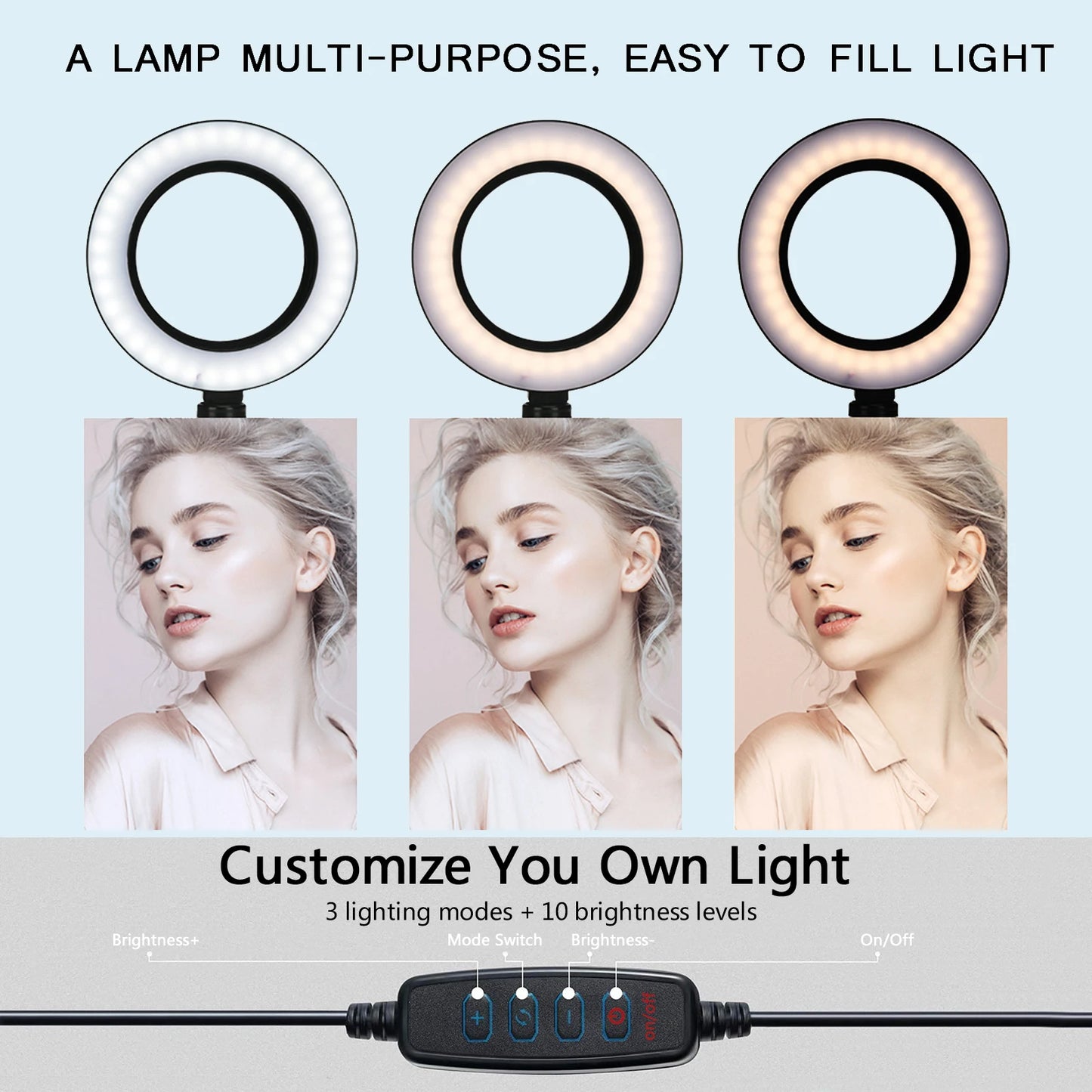 26cm LED Selfie Ring Light with Tripod Stand & Remote – Adjustable Brightness for Video, Makeup & Photography