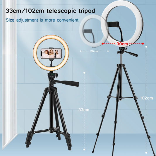 26cm LED Selfie Ring Light with Tripod Stand & Remote – Adjustable Brightness for Video, Makeup & Photography