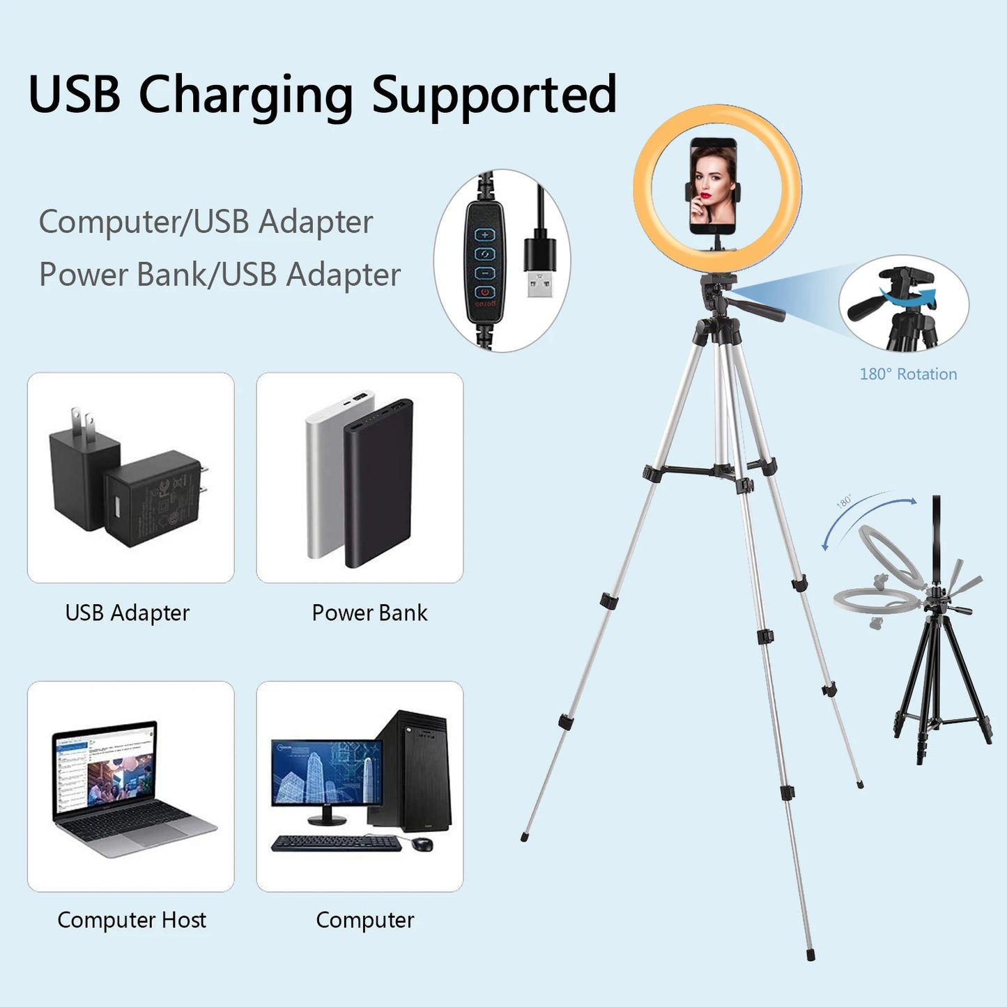 26cm LED Selfie Ring Light with Tripod Stand & Remote – Adjustable Brightness for Video, Makeup & Photography